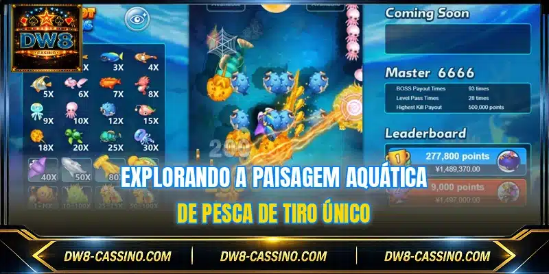 Explorando a paisagem aquática de Pesca de Tiro Único