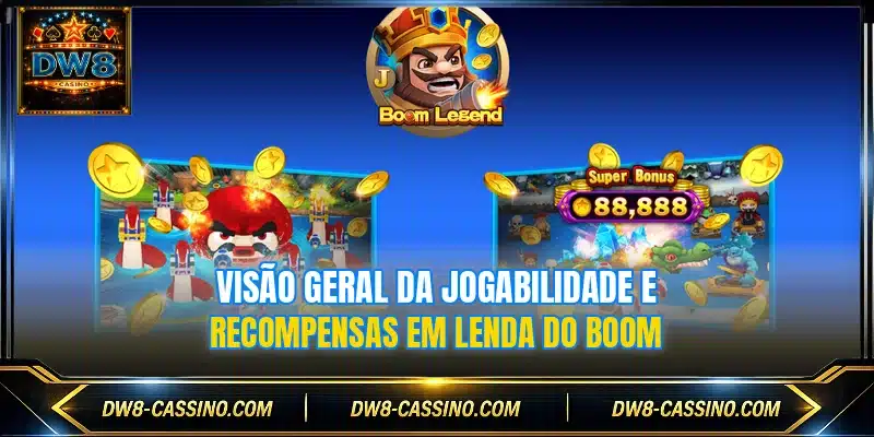 Visão geral da jogabilidade e recompensas em Lenda do Boom